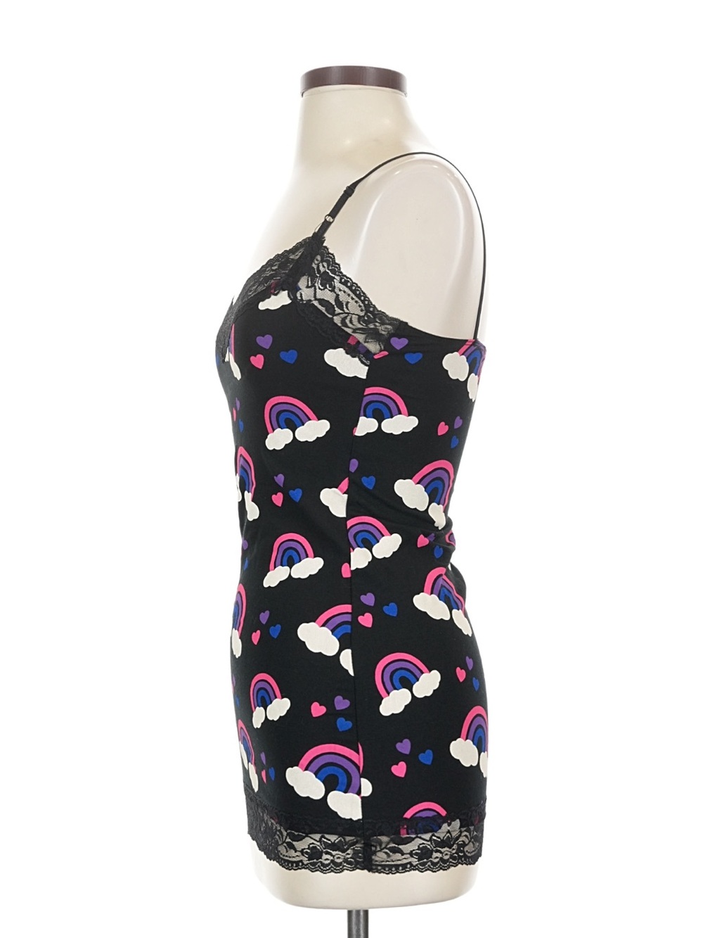 Black Rainbow Lace-Trim Cami Slip - Picture 12 of 16